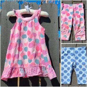 Naartjie Tropical Pink Polka Dot Dress & Matching Capri Leggings, 2T